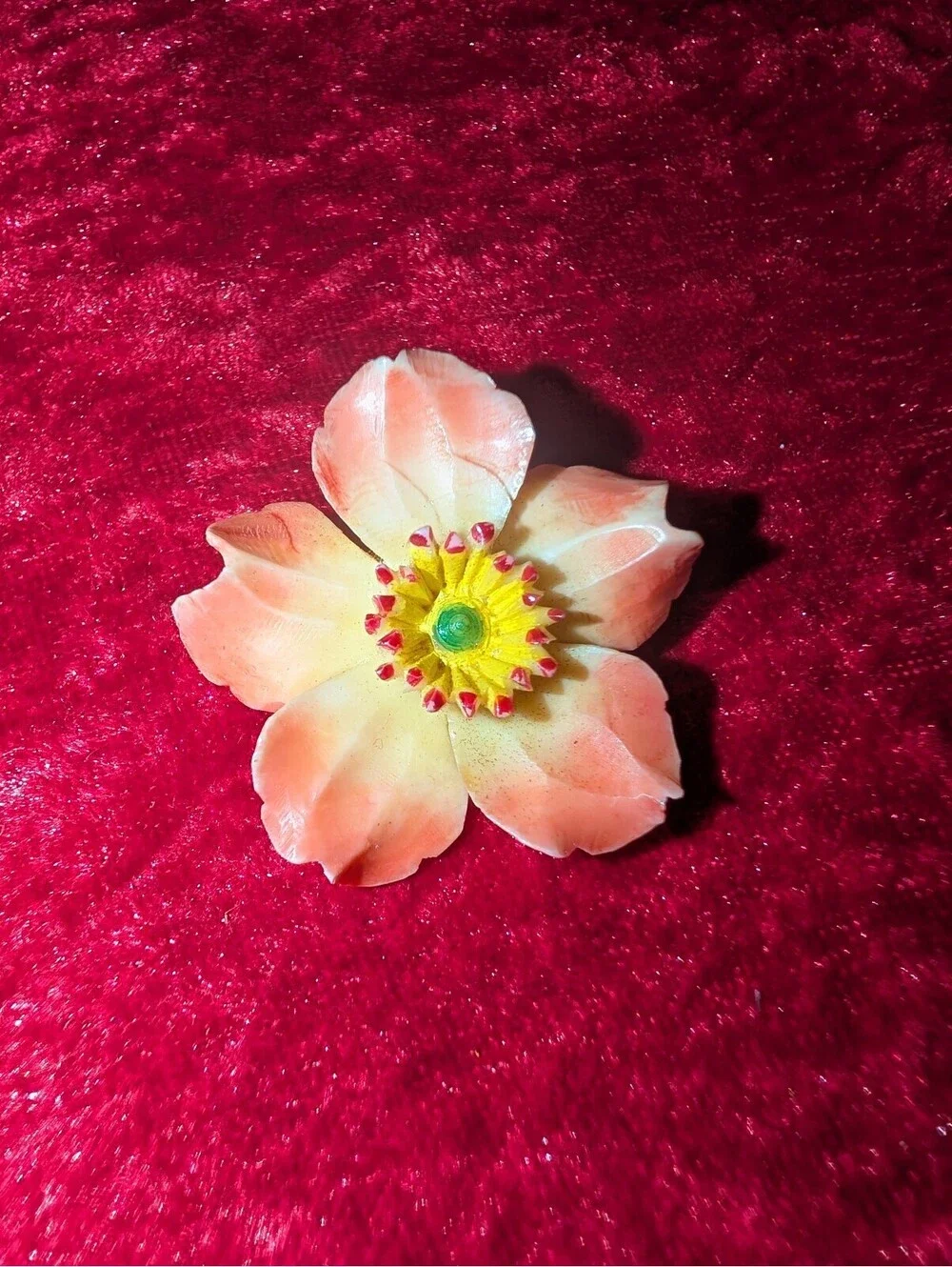 Vintage Hand-Painted Floral Brooch Pin